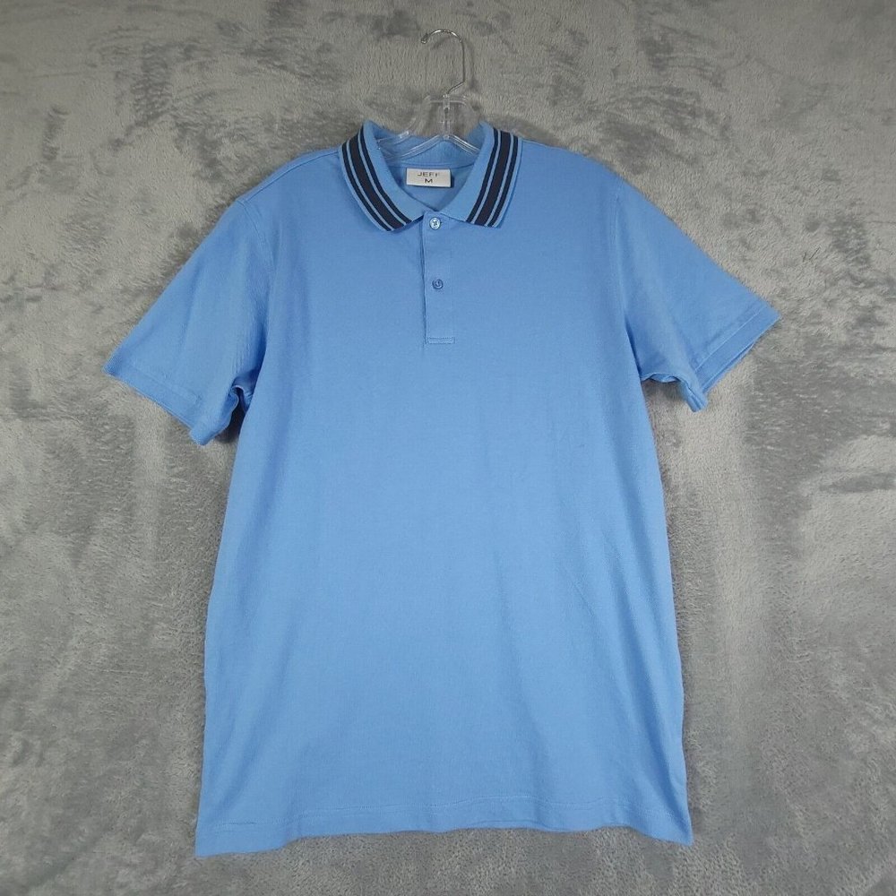 Jeff Mens Polo Shirt‎ Blue 100% Pima Cotton Pullover Short Sleeve Peru M New